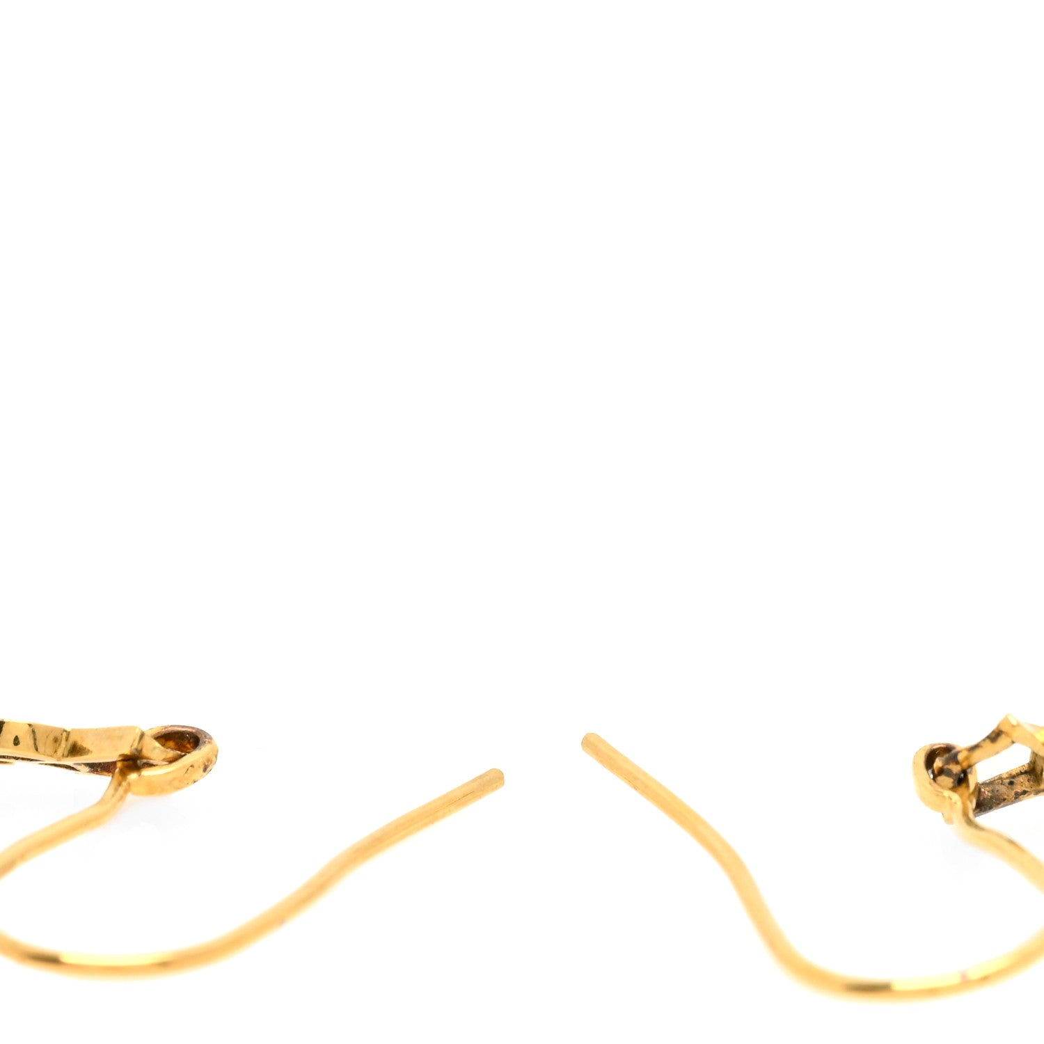 Saint Laurent Sterling Silver Vermeil Thin Monogram Drop Earrings 3 of 4