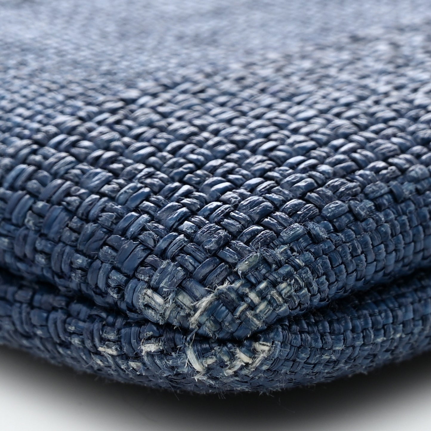 Woven Straw Raffia Deauville Cosmetic Pouch Blue