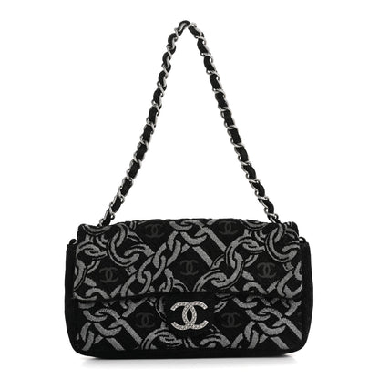 Chanel Tweed CC Cruise Small Chain Flap Black Silver 1 of 19