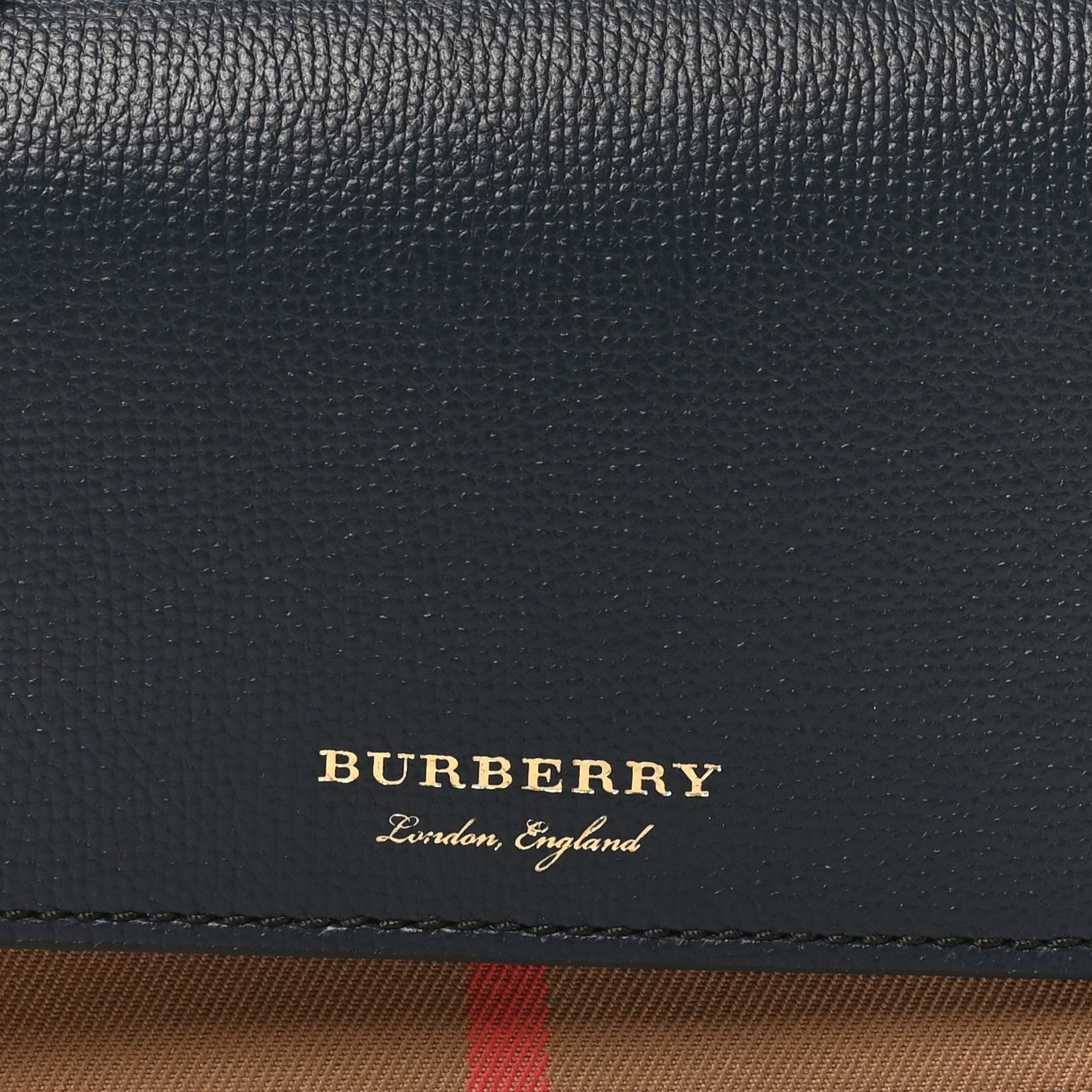 Burberry Derby Calfskin House Check Mini Hampshire Wallet On Chain Ink Blue 7 of 9