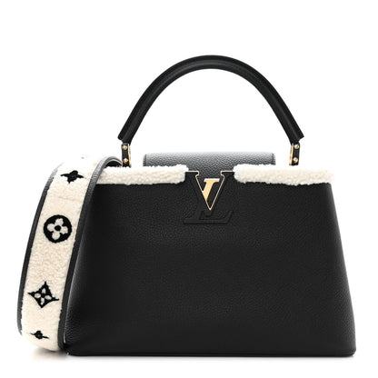 Louis Vuitton Taurillon Shearling Capucines PM Black 1 of 9