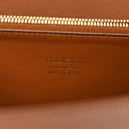 Salvatore Ferragamo Smooth Calfskin Stitched Aileen Gancio Lock Shoulder Bag Brown 6 of 11