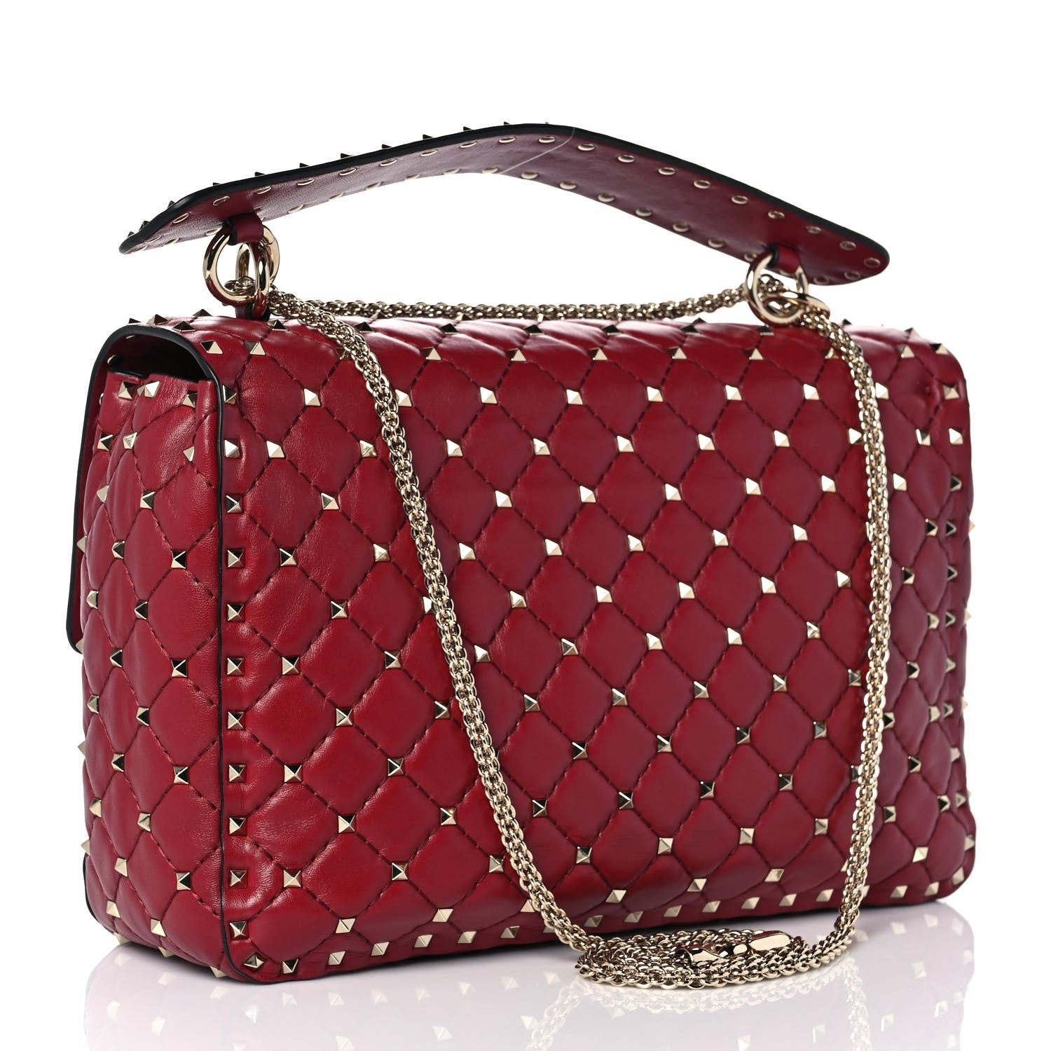 Valentino Garavani Nappa Large Rockstud Spike Shoulder Bag Rubino 3 of 9