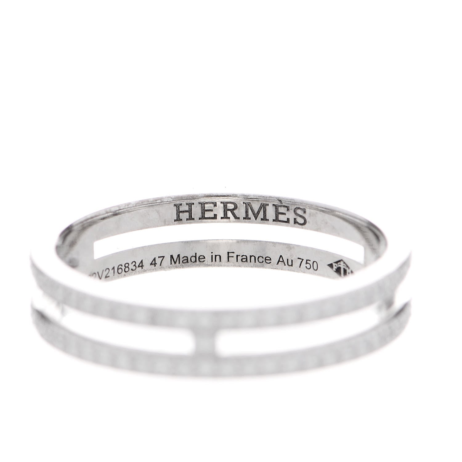 Hermes 18K White Gold Diamond Ariane Wedding Band Ring 47 4.25 4 of 5