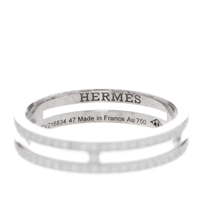 Hermes 18K White Gold Diamond Ariane Wedding Band Ring 47 4.25 4 of 5