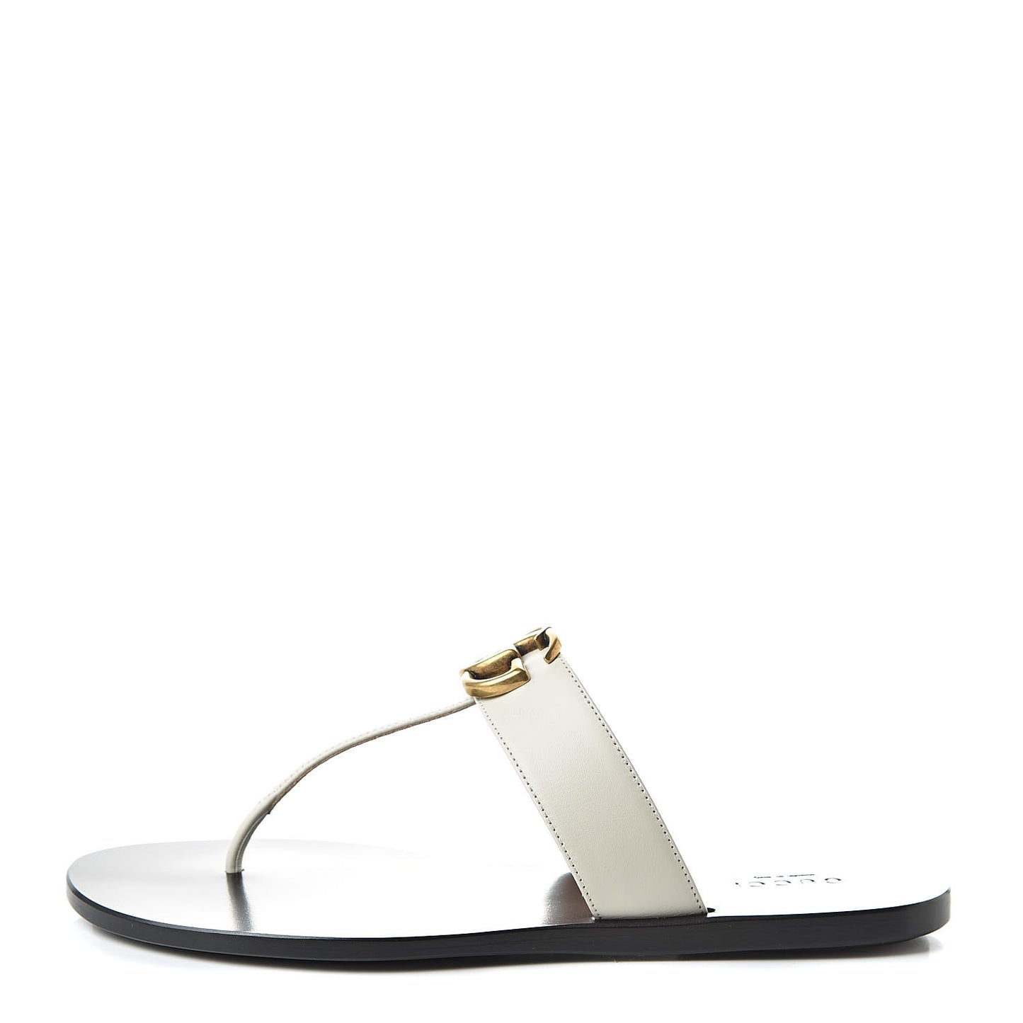Calfskin GG Marmont Thong Sandals 37 Mystic White