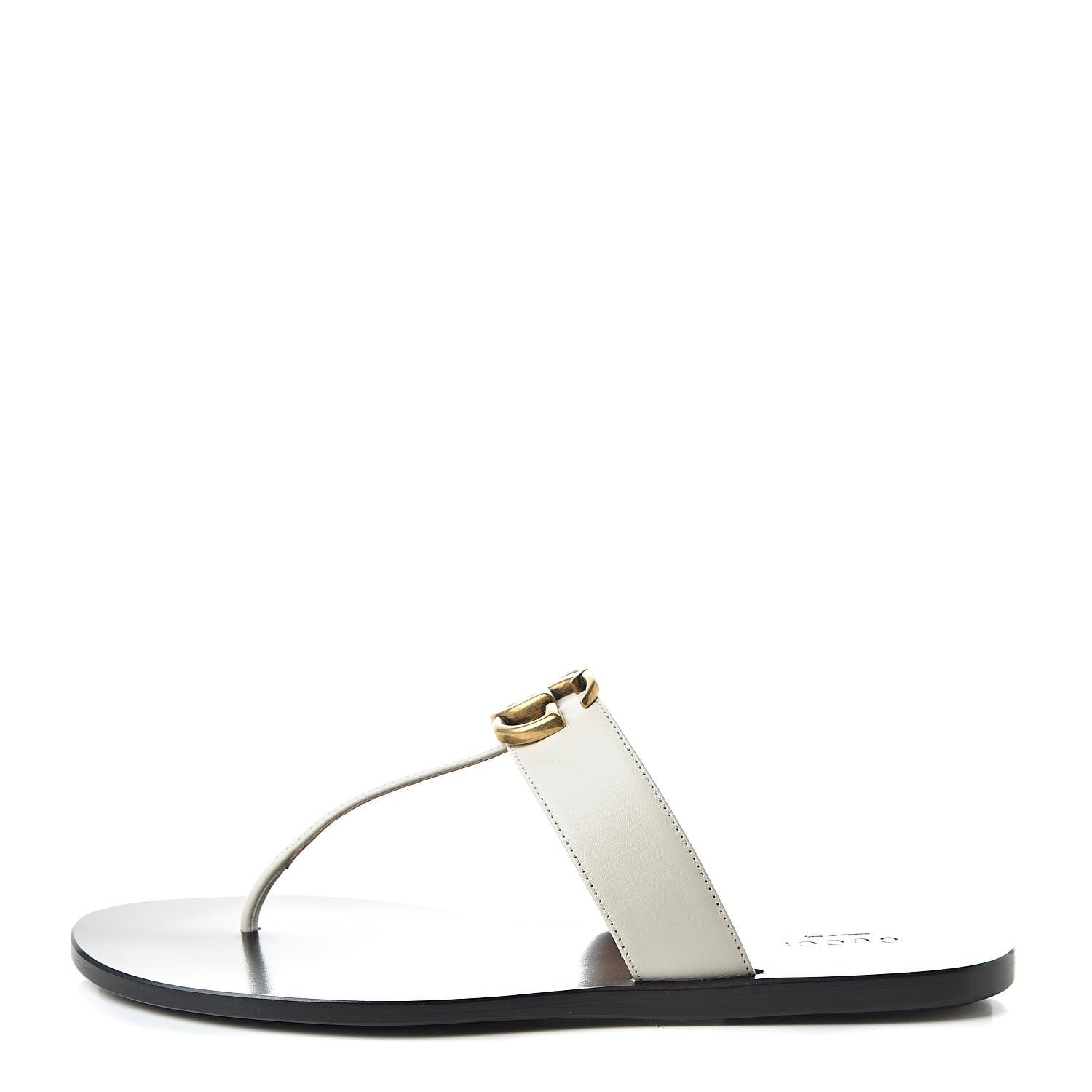 Gucci Calfskin GG Marmont Thong Sandals 37 Mystic White 1 of 8