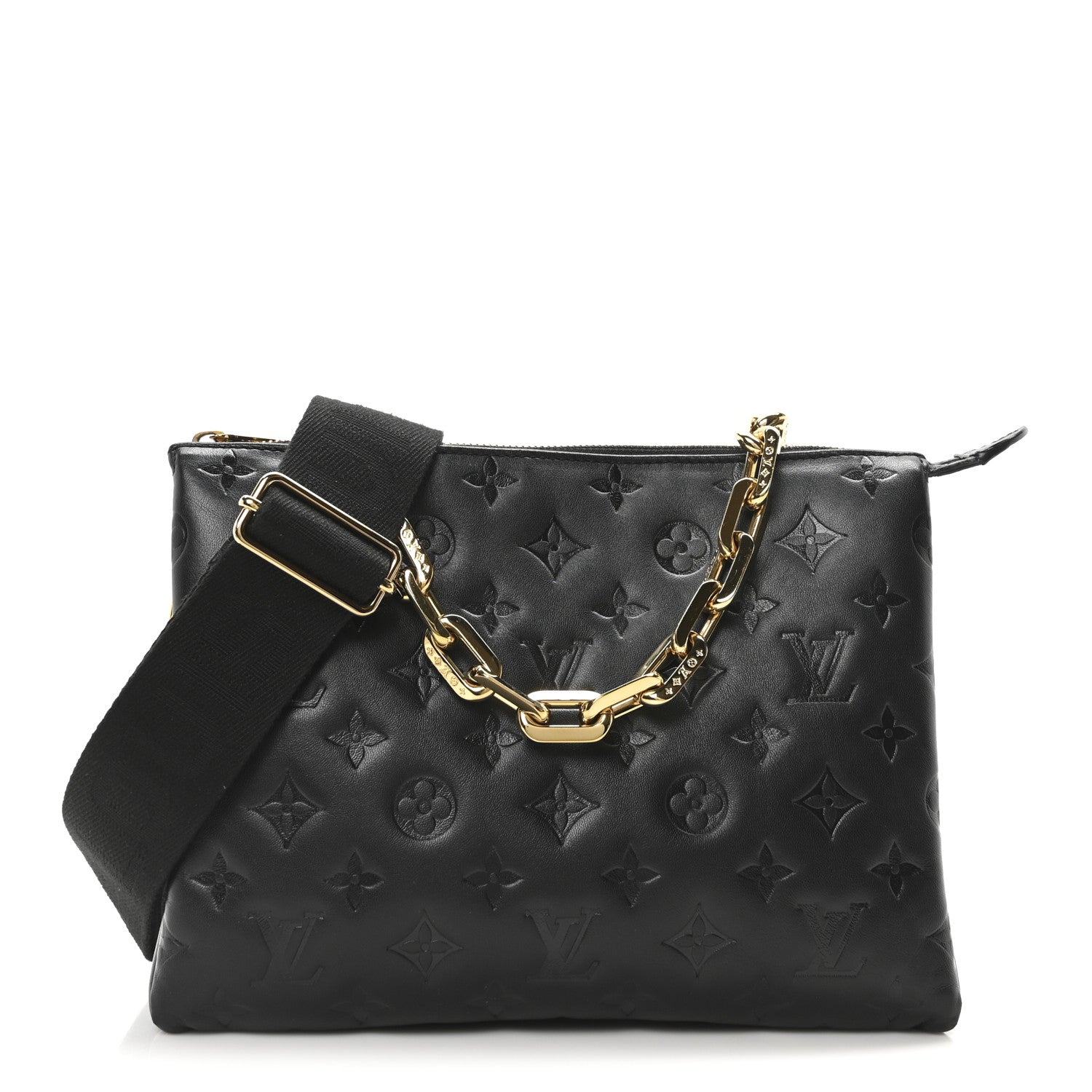 Louis Vuitton Lambskin Embossed Monogram Coussin PM Black 1 of 10