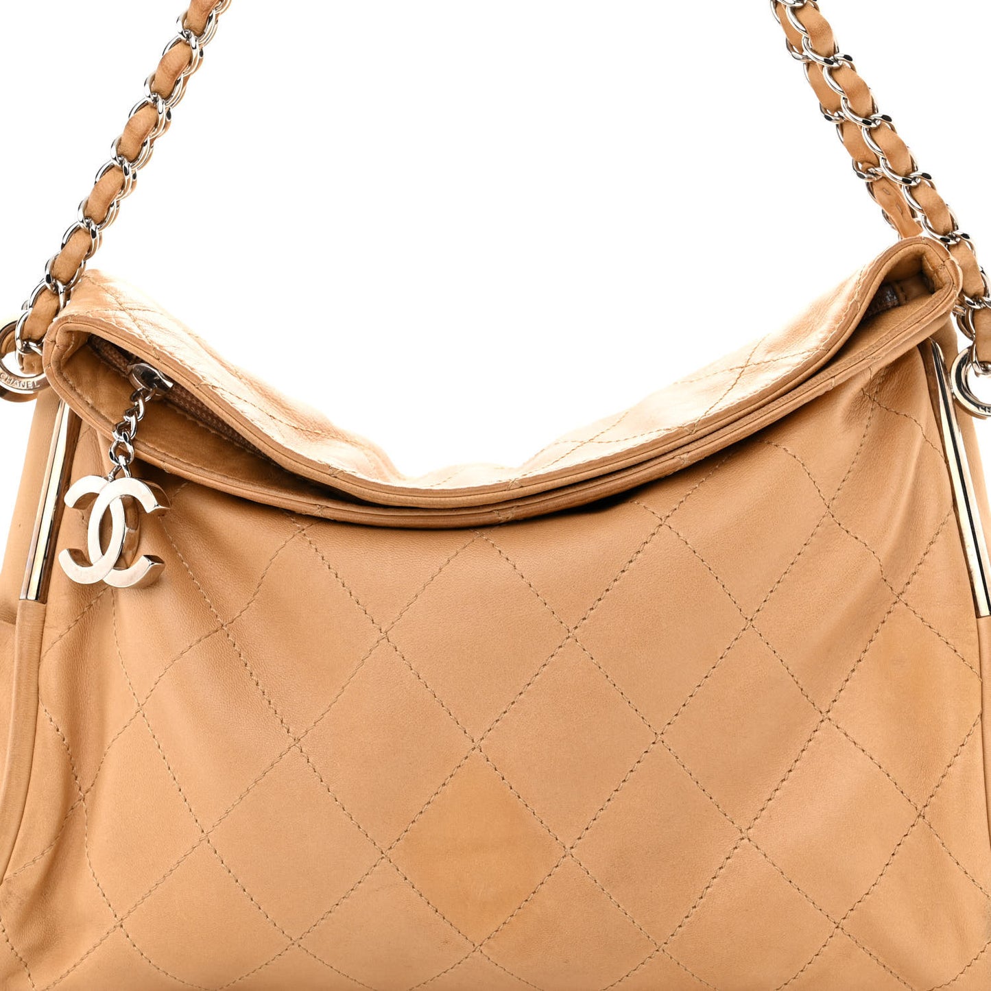 Lambskin Stitched Medium Ultimate Soft Tote Beige