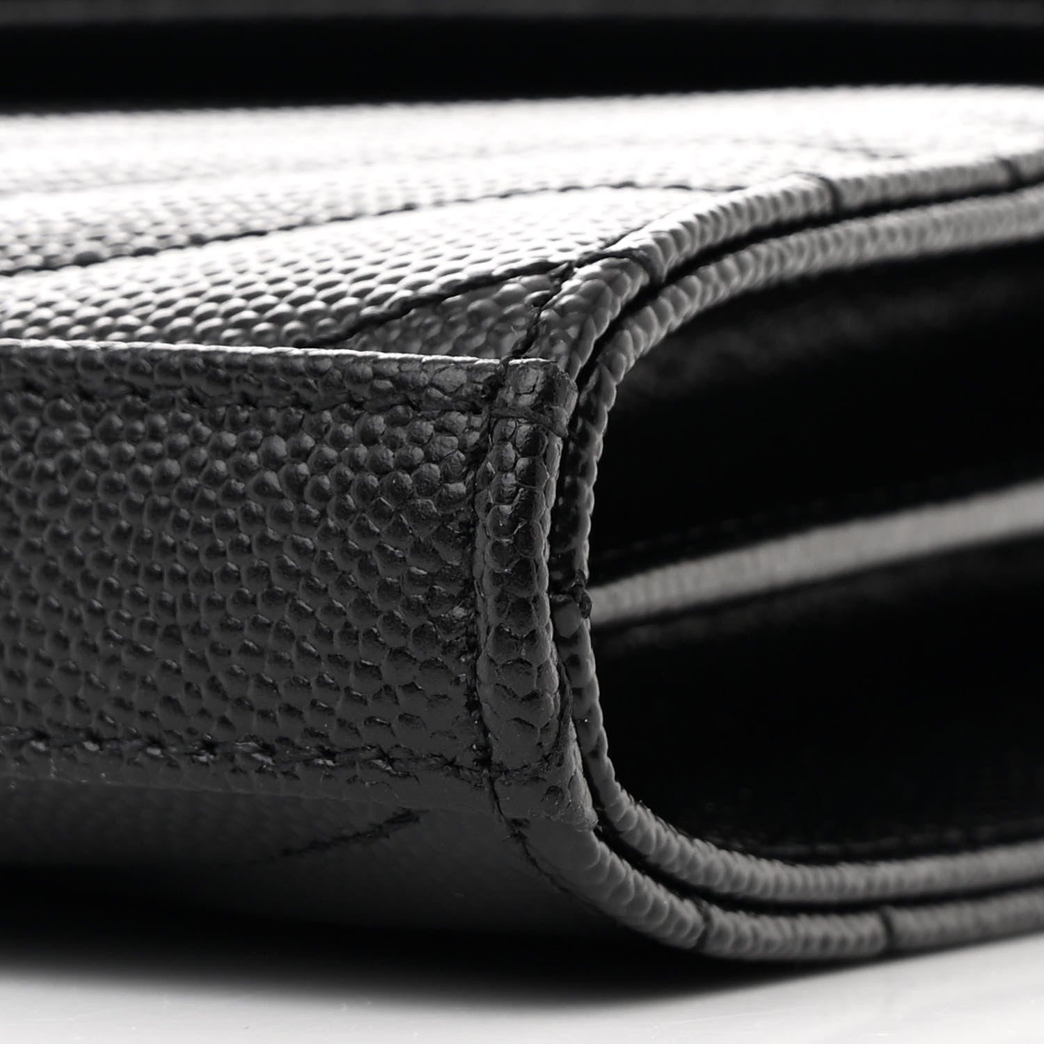 Saint Laurent Grain De Poudre Matelasse Chevron Monogram Chain Wallet Black 12 of 13