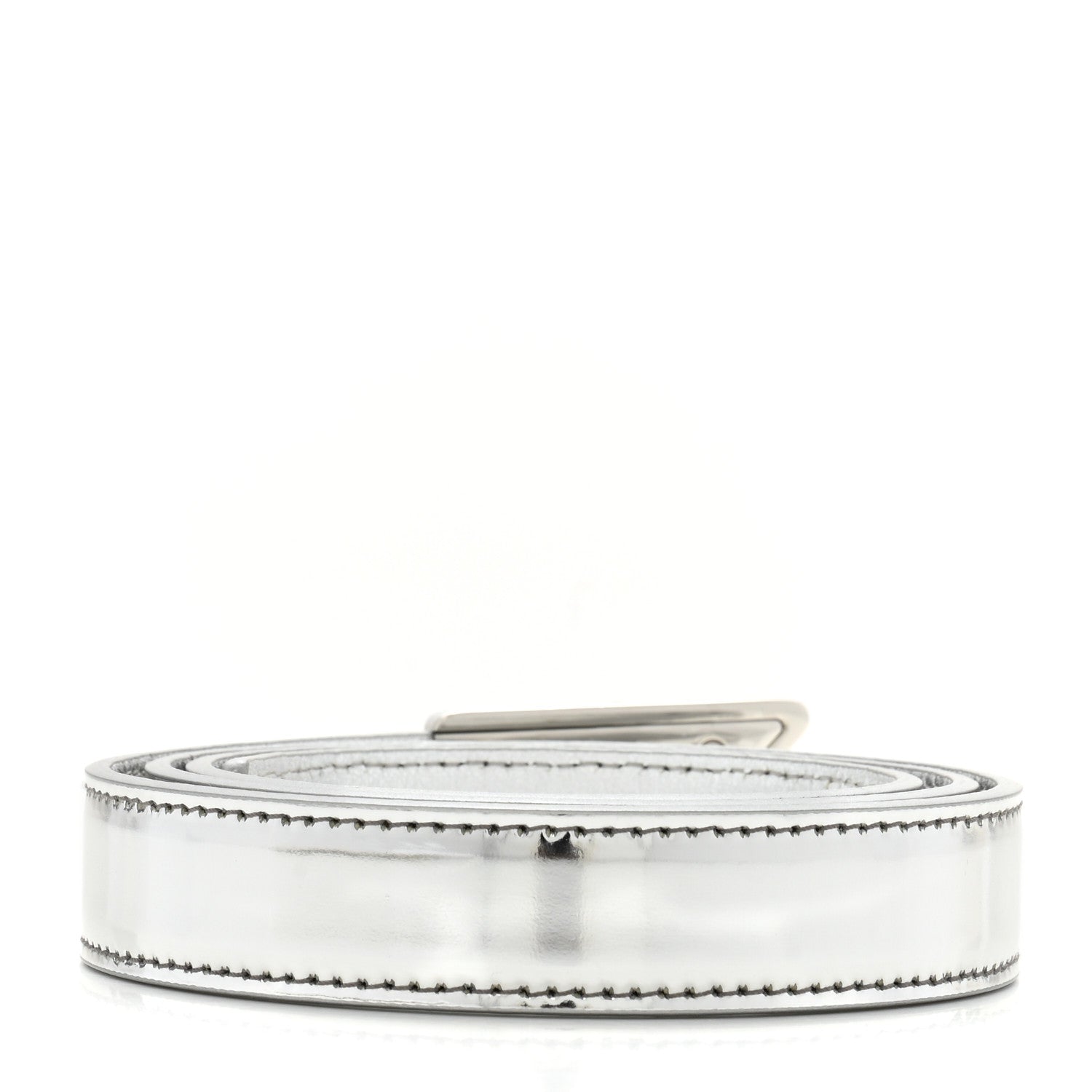 Prada Metallic Brushed Calfskin Triangle Logo Belt 75 30 Weiss 2 of 6