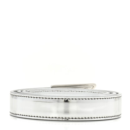 Prada Metallic Brushed Calfskin Triangle Logo Belt 75 30 Weiss 2 of 6