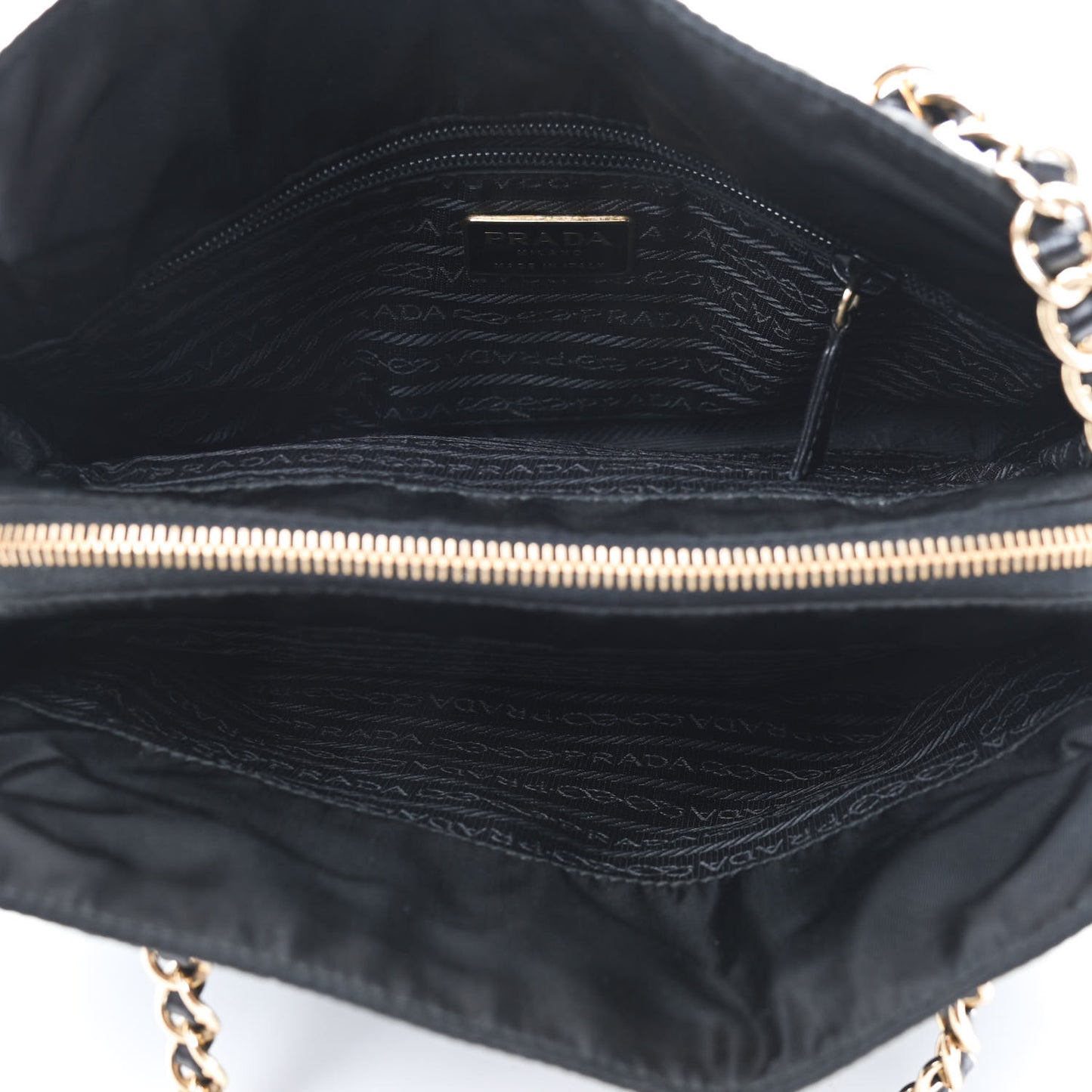 Tessuto Nylon Chain Shoulder Bag Black