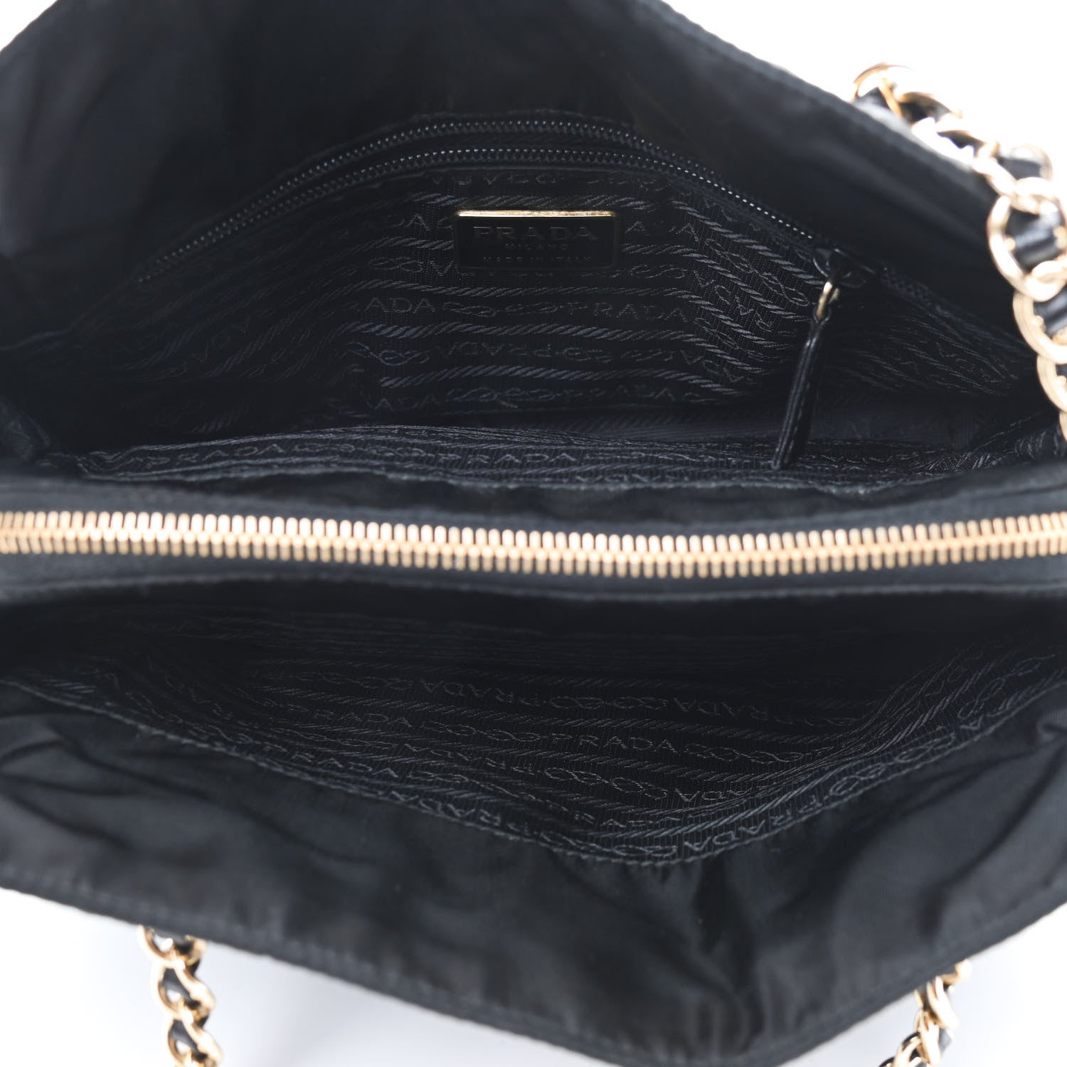 Prada Tessuto Nylon Chain Shoulder Bag Black 4 of 8