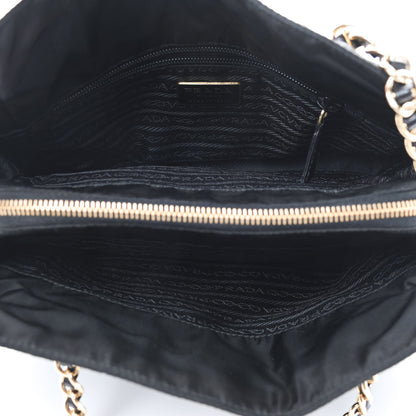 Prada Tessuto Nylon Chain Shoulder Bag Black 4 of 8