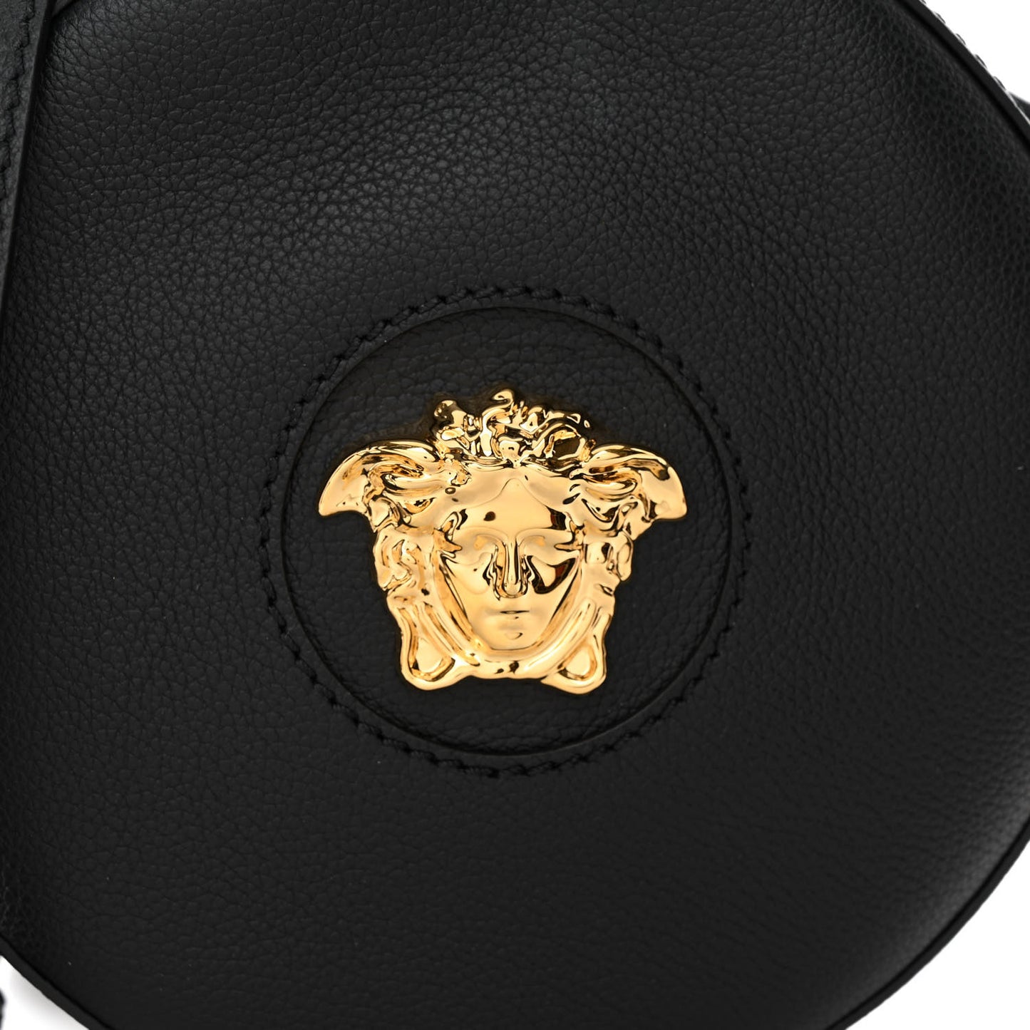 Calfskin La Medusa Round Camera Bag Black