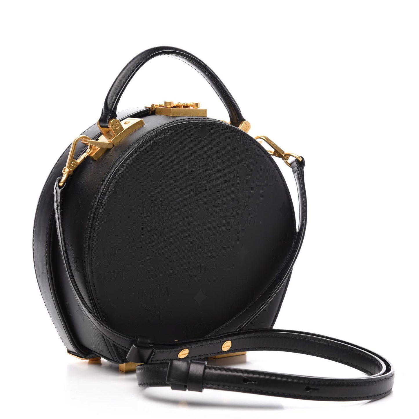 Monogram Coated Canvas Berlin Studded Hat Box Crossbody Black