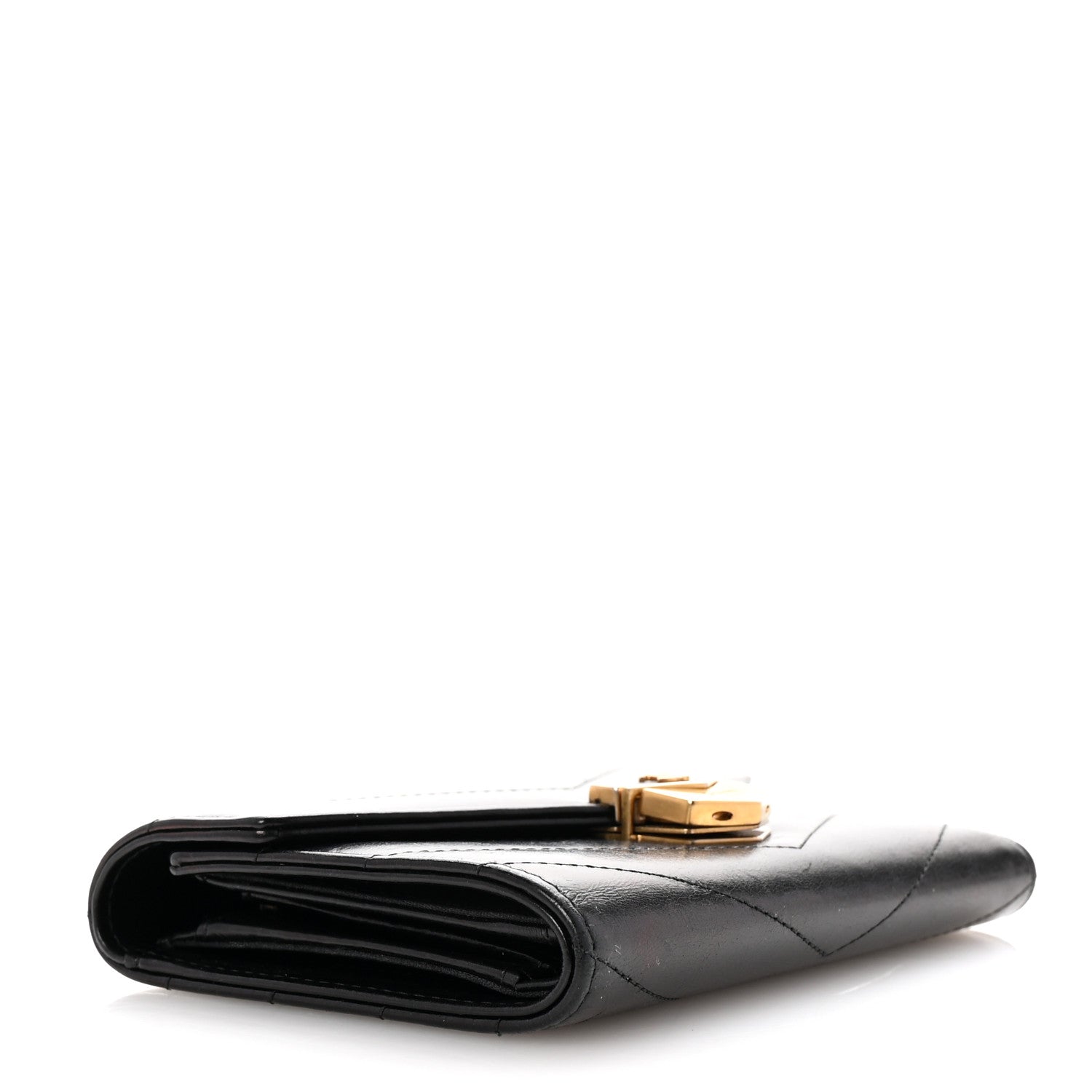 Chanel Calfskin Chevron Quilted Medal Flap Wallet Black 4 of 8