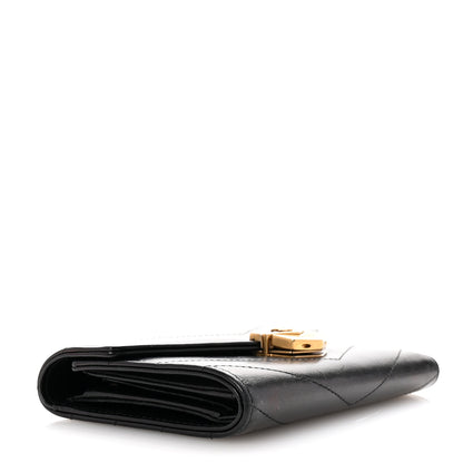 Chanel Calfskin Chevron Quilted Medal Flap Wallet Black 4 of 8