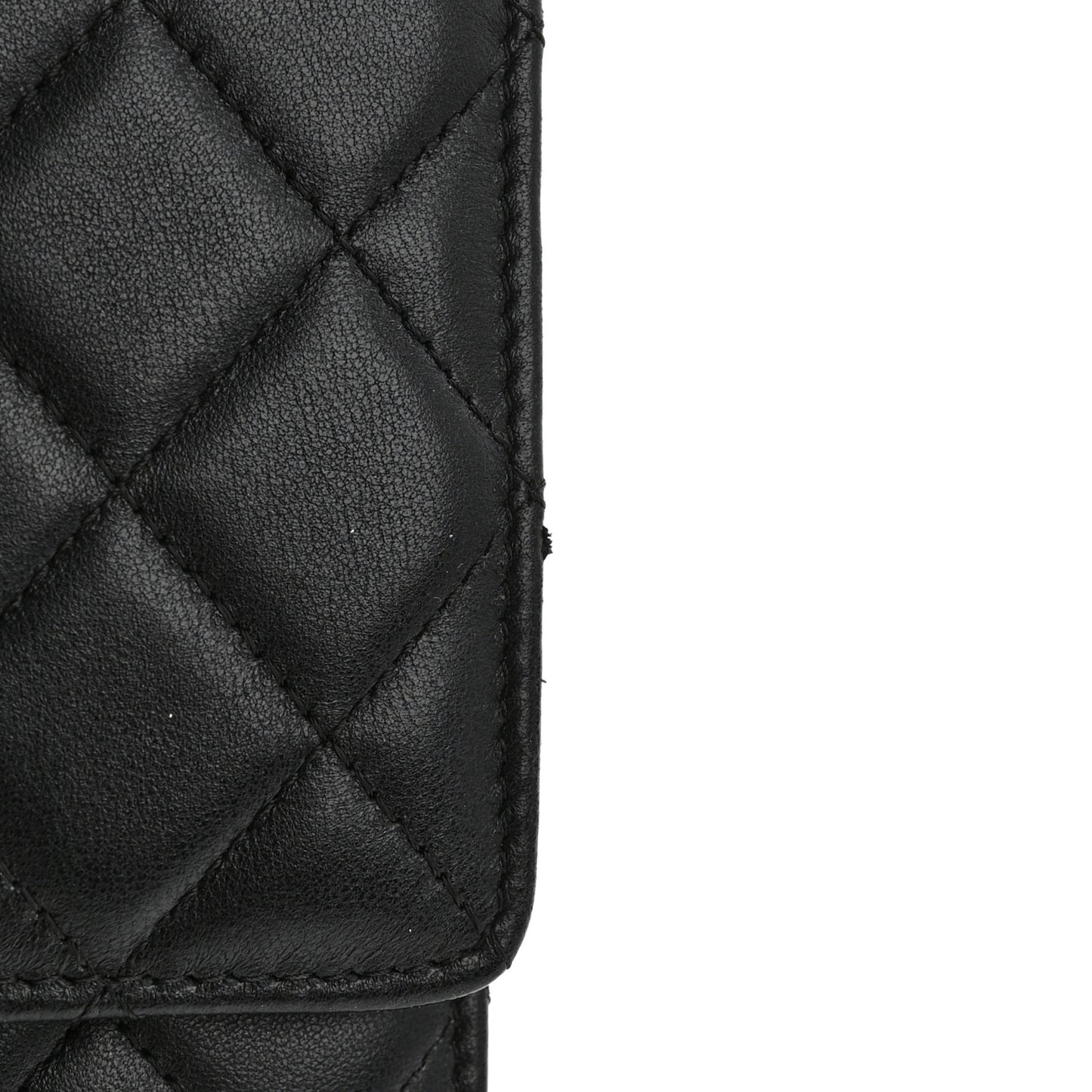 Lambskin Quilted Trendy CC Wallet On Chain WOC Black