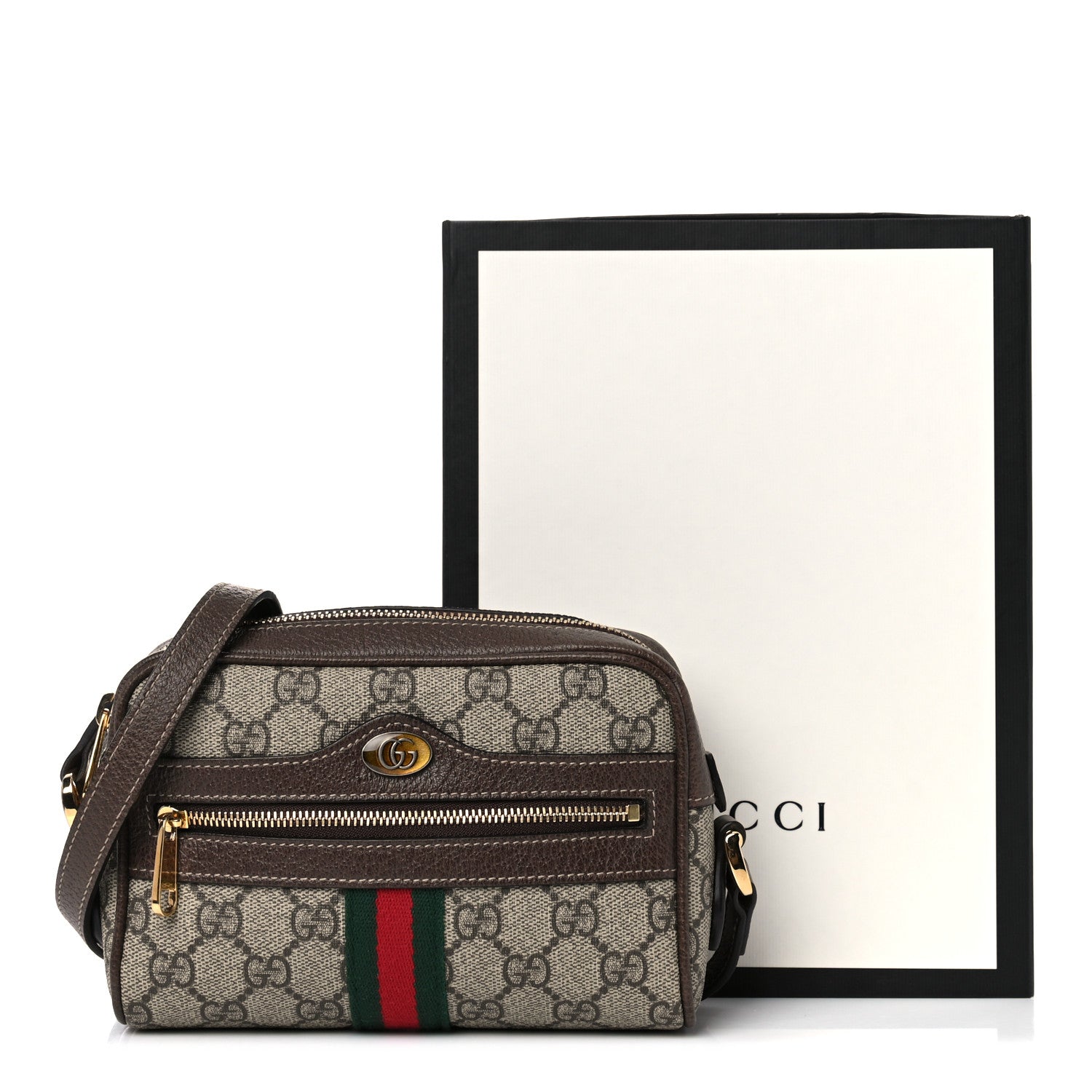 Gucci GG Supreme Monogram Web Mini Ophidia Shoulder Bag Brown 12 of 12