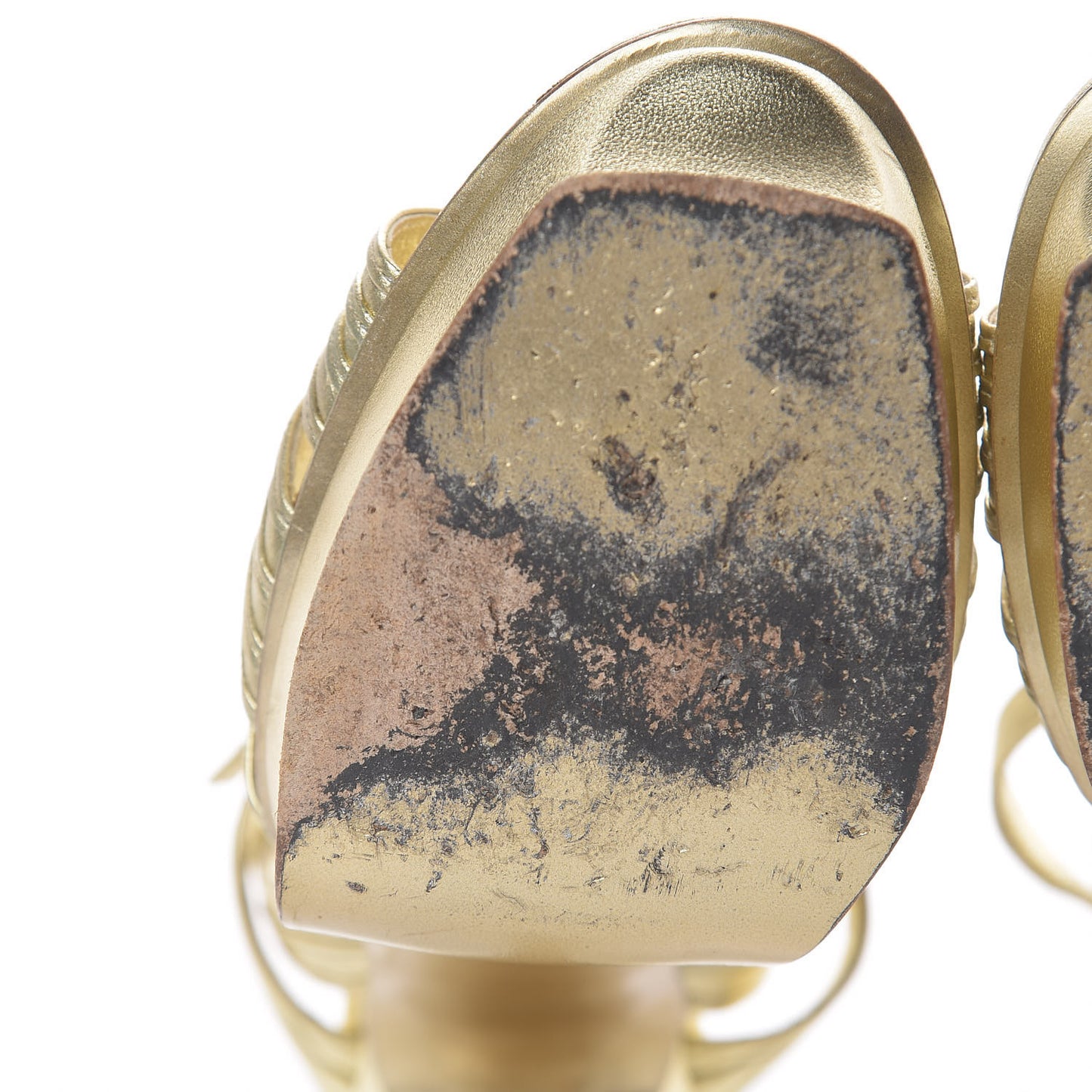 Metallic Nappa Tribute 105 Platform Sandals 38.5 Gold