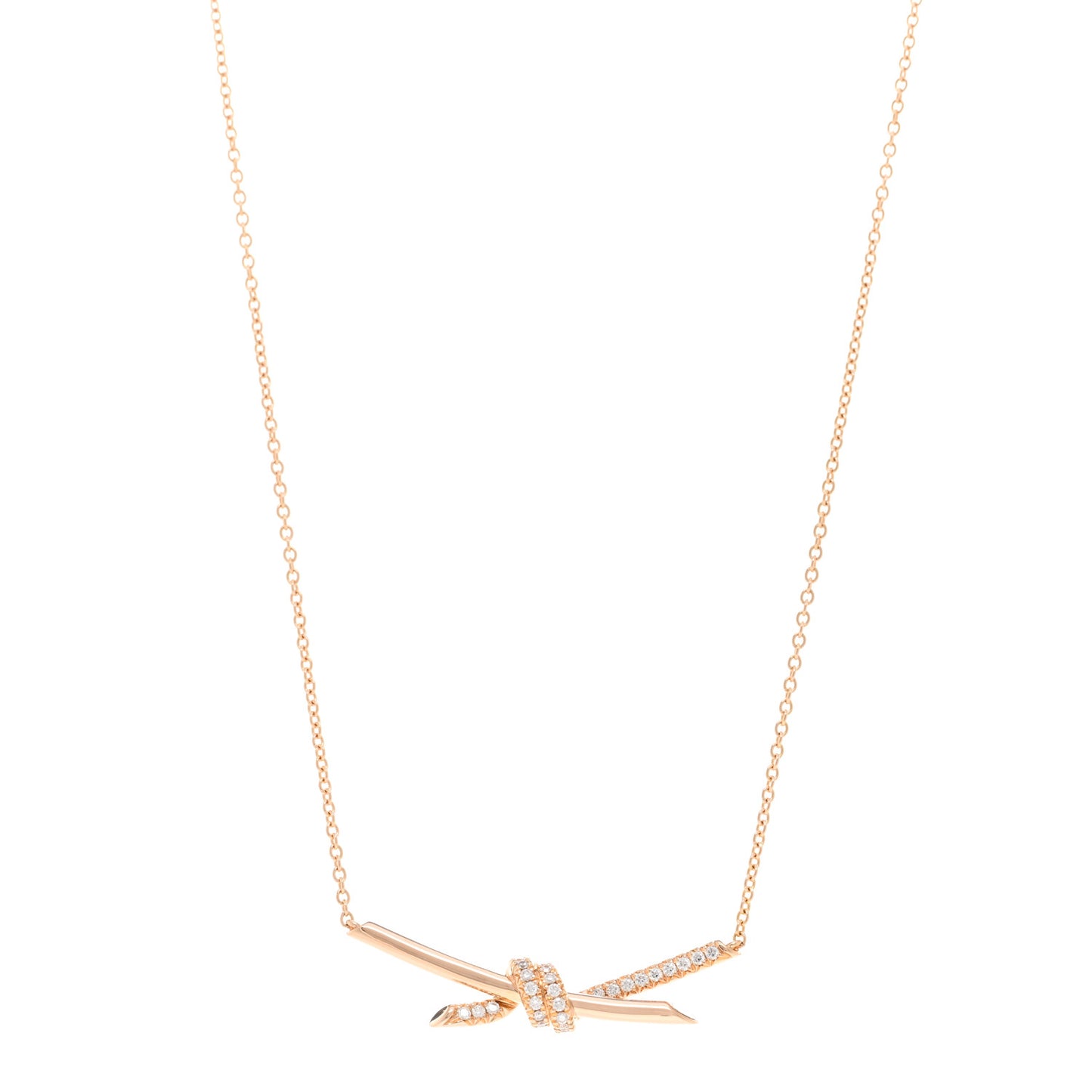 18K Rose Gold Diamond Knot Necklace