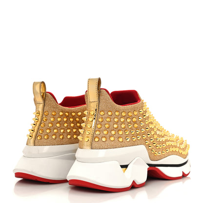 Christian Louboutin Neo Lame Spike Sock Donna Flat Sneakers 39.5 Gold 4 of 7