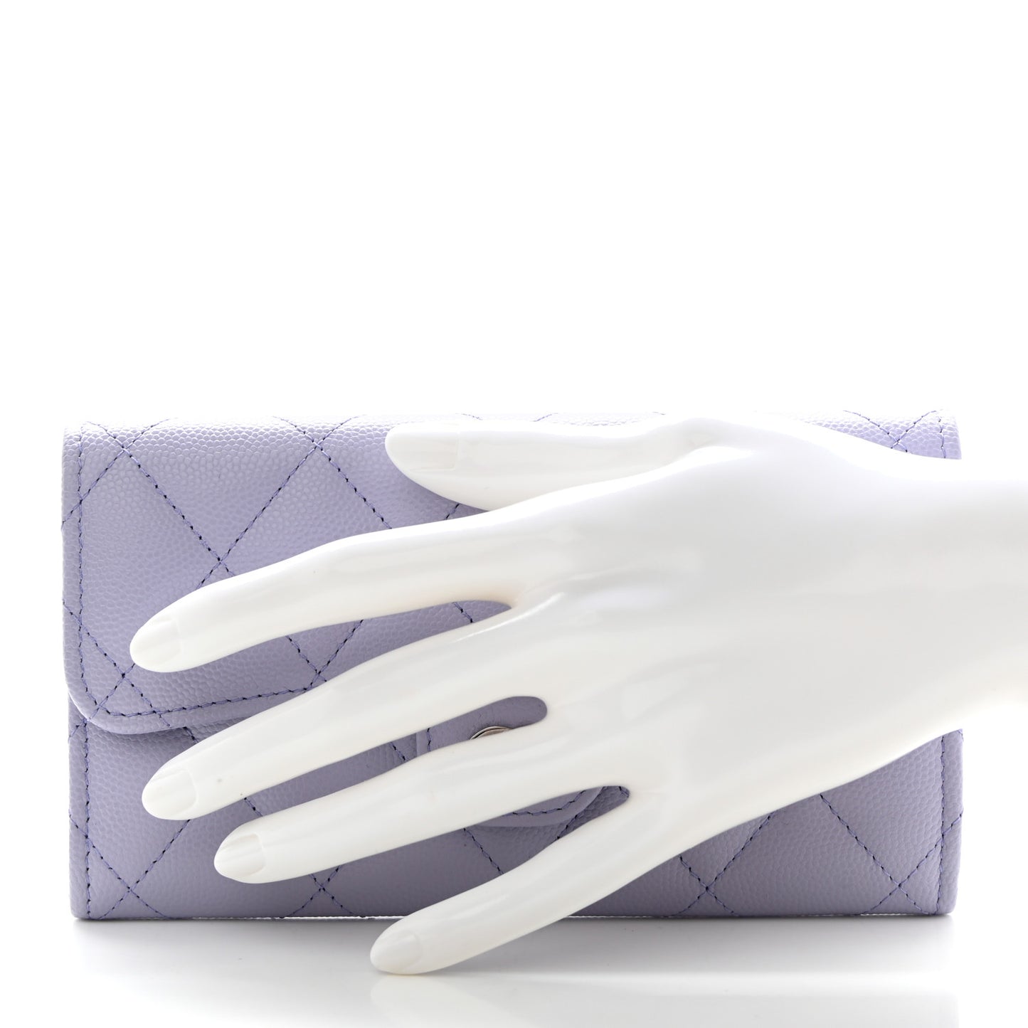 Caviar Quilted Medium Flap Wallet Light Purple