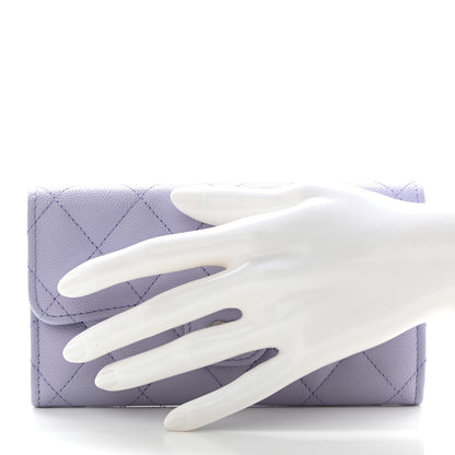 Chanel Caviar Quilted Medium Flap Wallet Light Purple 2 of 10