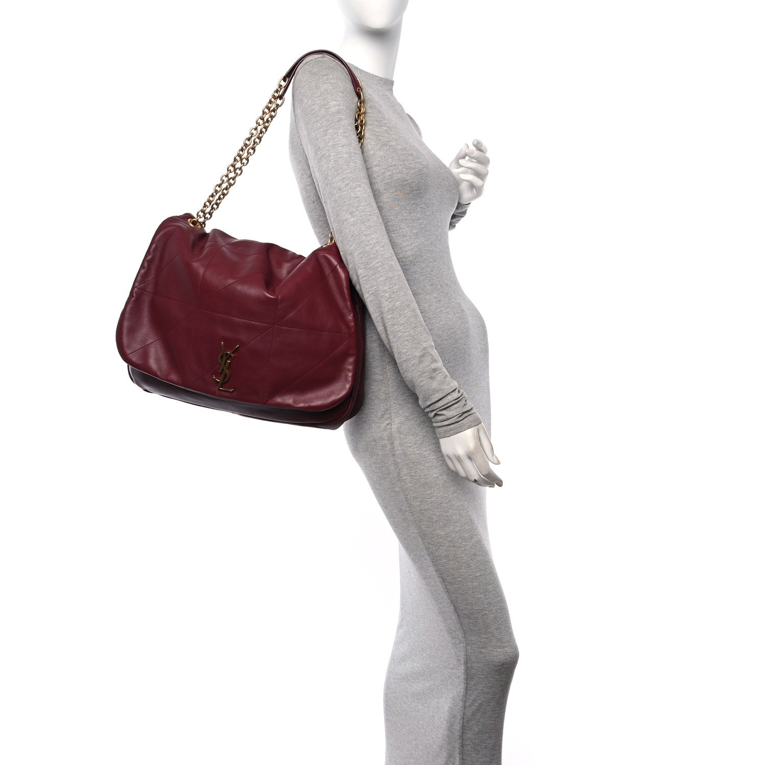Saint Laurent Lambskin Matelasse Monogram Large Jamie 4.3 New Dark Bordeaux 2 of 10
