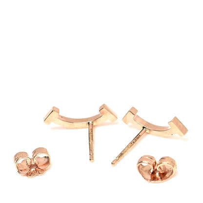 Tiffany 18K Rose Gold T Smile Stud Earrings 3 of 6