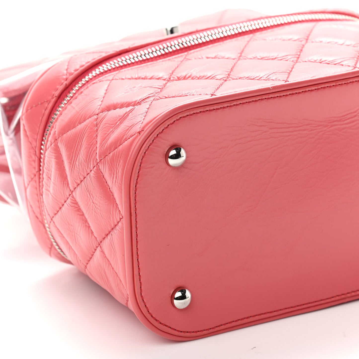 Crumpled Calfskin PVC Quilted Backpack Pink