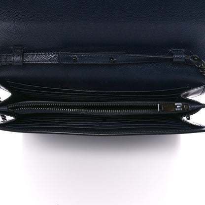 Saint Laurent Grain De Poudre Monogram Chain Wallet Marine 5 of 12