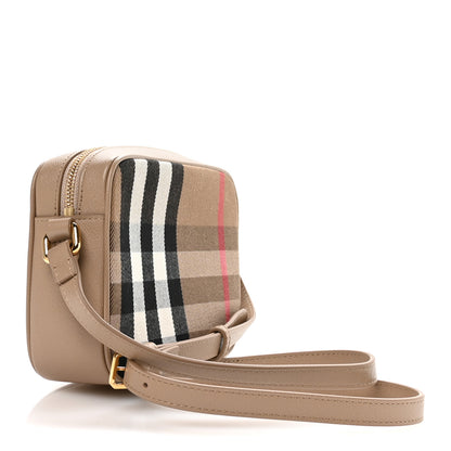 Burberry Calfskin House Check Small Camera Bag Chestnut Beige 3 of 12
