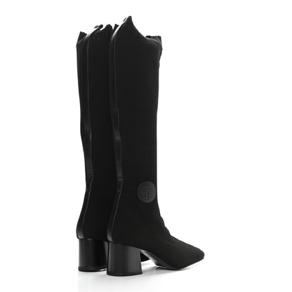 Hermes Knit Calfskin Fontaine 60 Boots 37.5 Black 4 of 9