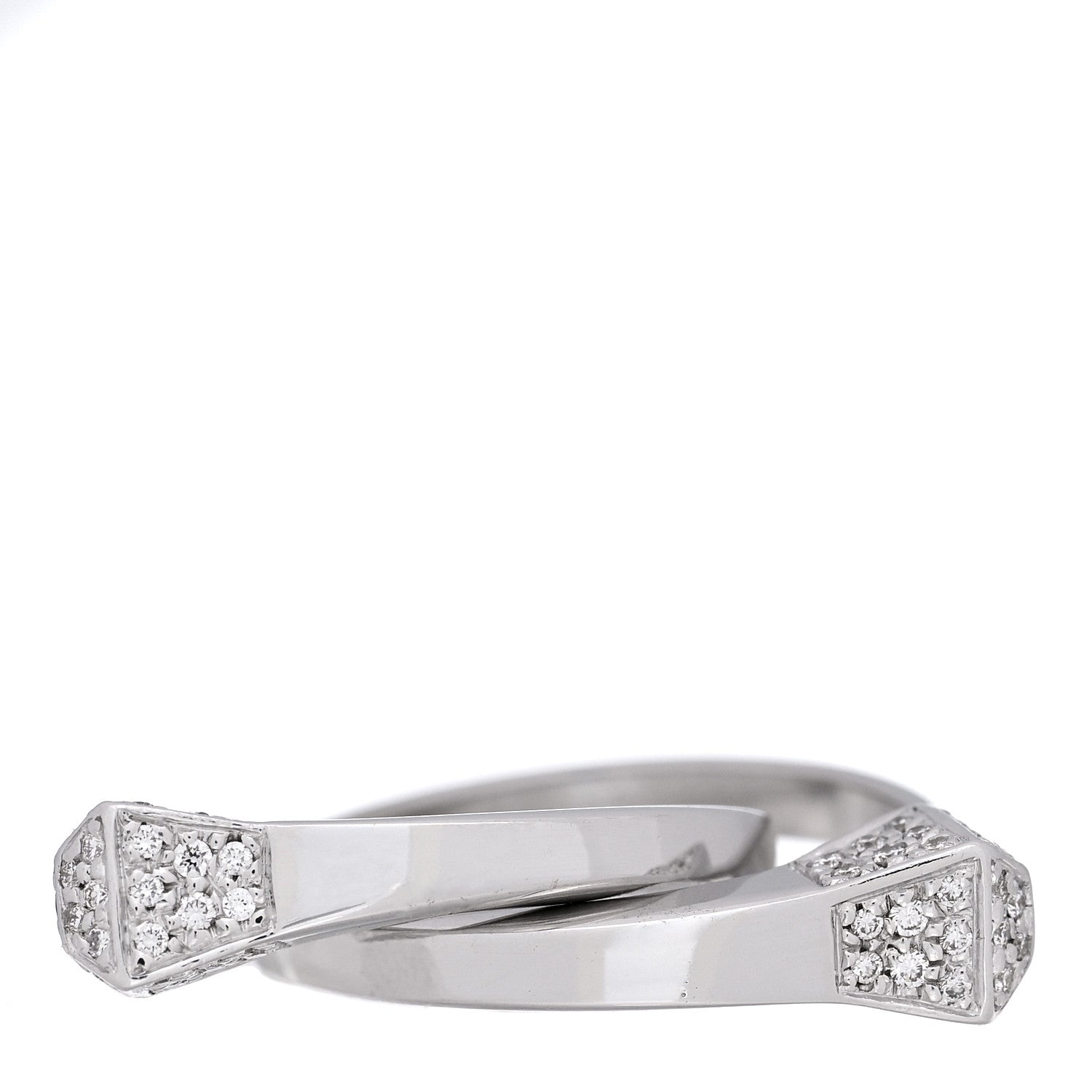 Gucci 18K White Gold Diamond Interlocking Chiodo Ring 52 6 1 of 5