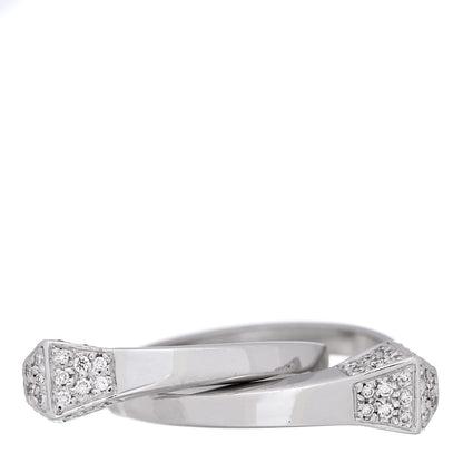 Gucci 18K White Gold Diamond Interlocking Chiodo Ring 52 6 1 of 5