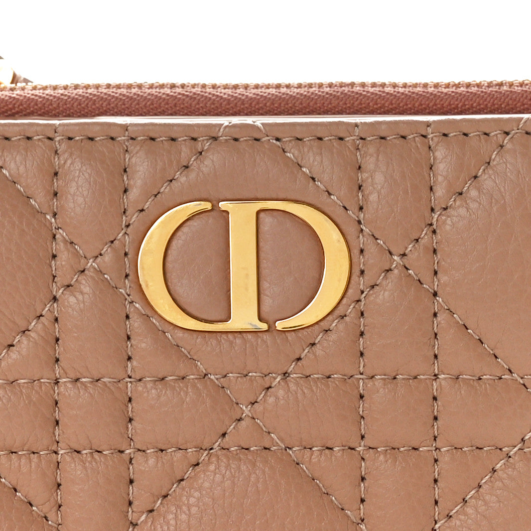 Grained Calfskin Supple Cannage Caro Dahlia Wallet Rose Des Vents
