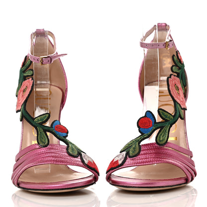 Gucci Metallic Nappa Ophelia High Heel Sandals 37 Rosa 2 of 8