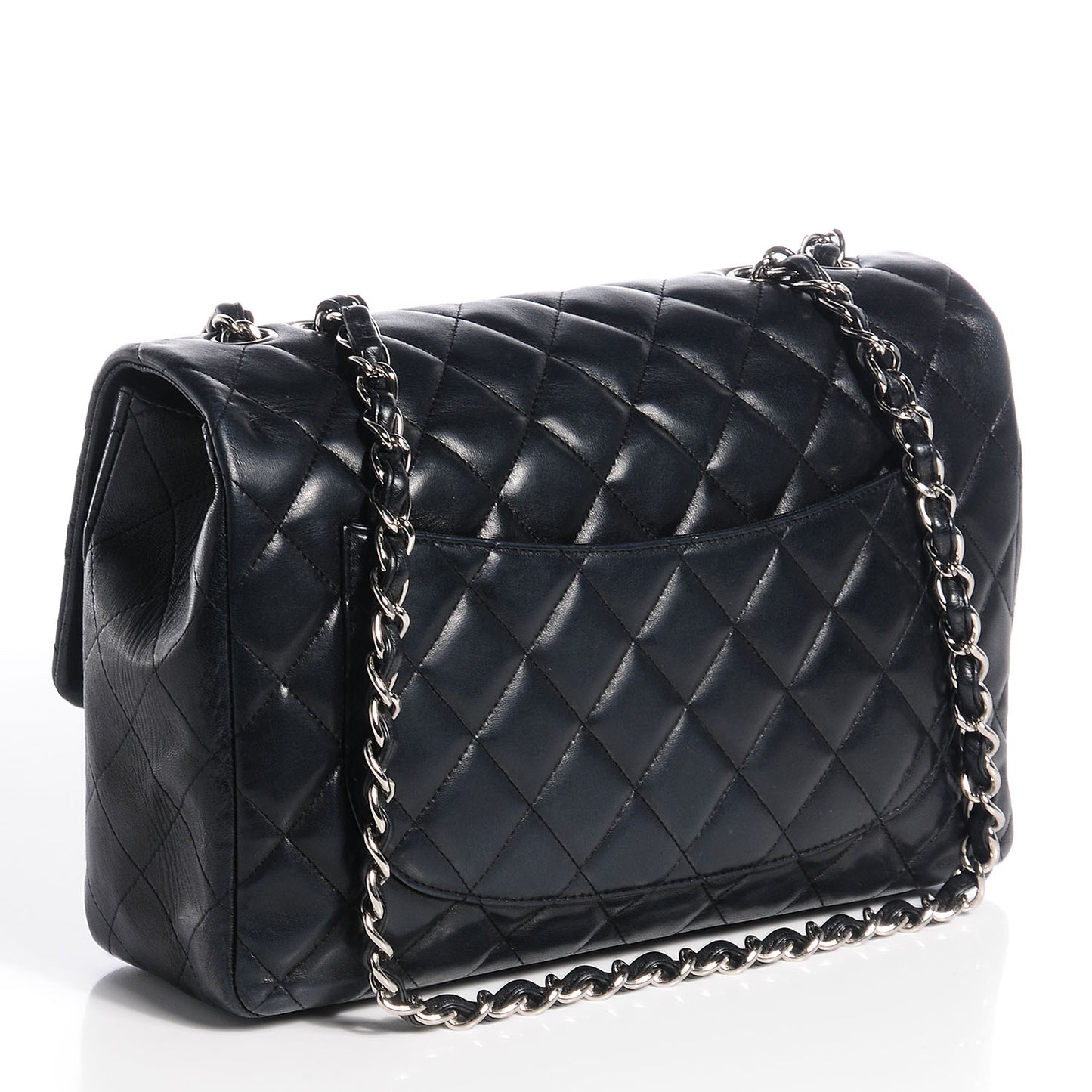Lambskin Quilted Jumbo Single Flap Black