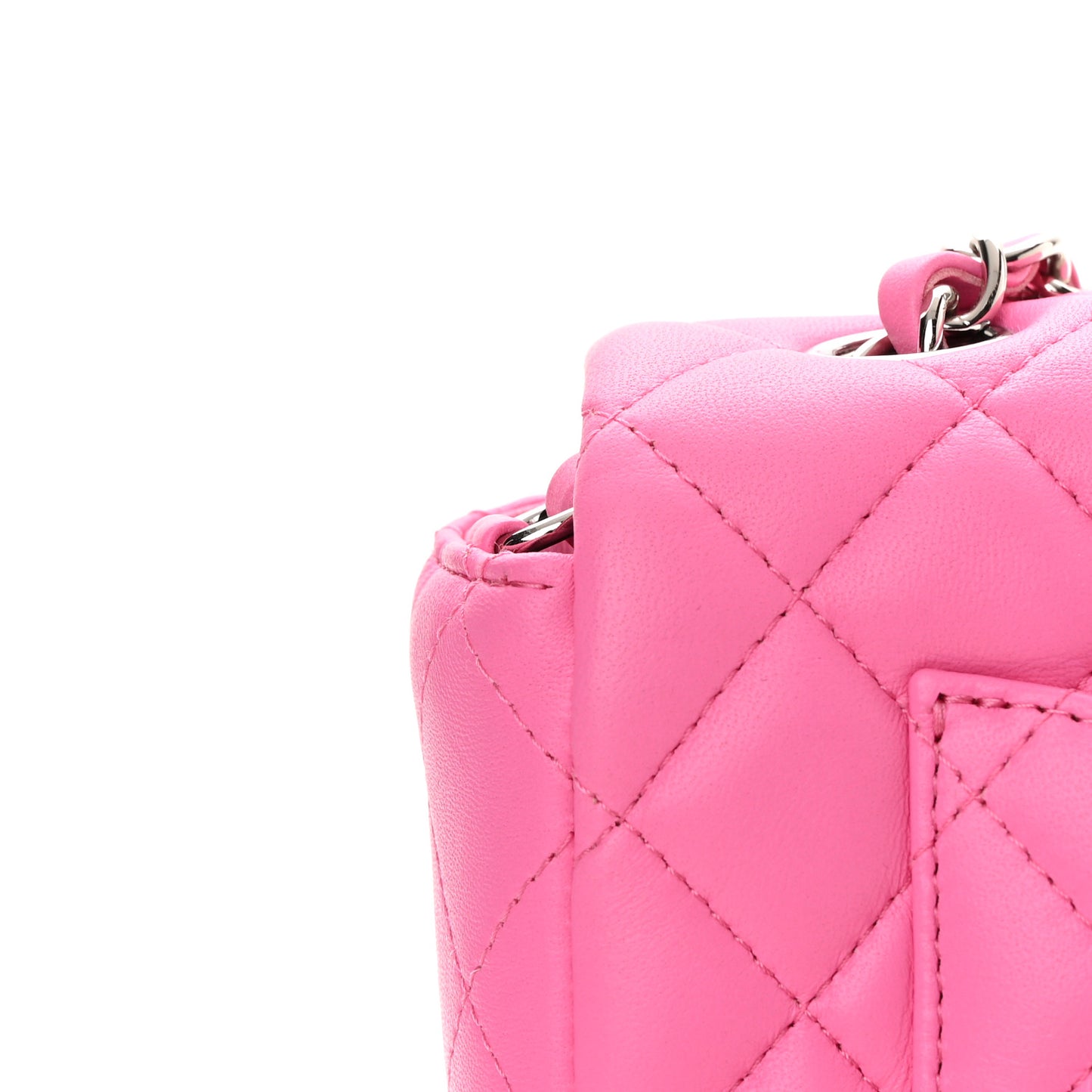 Lambskin Quilted Mini Rectangular Flap Neon Pink