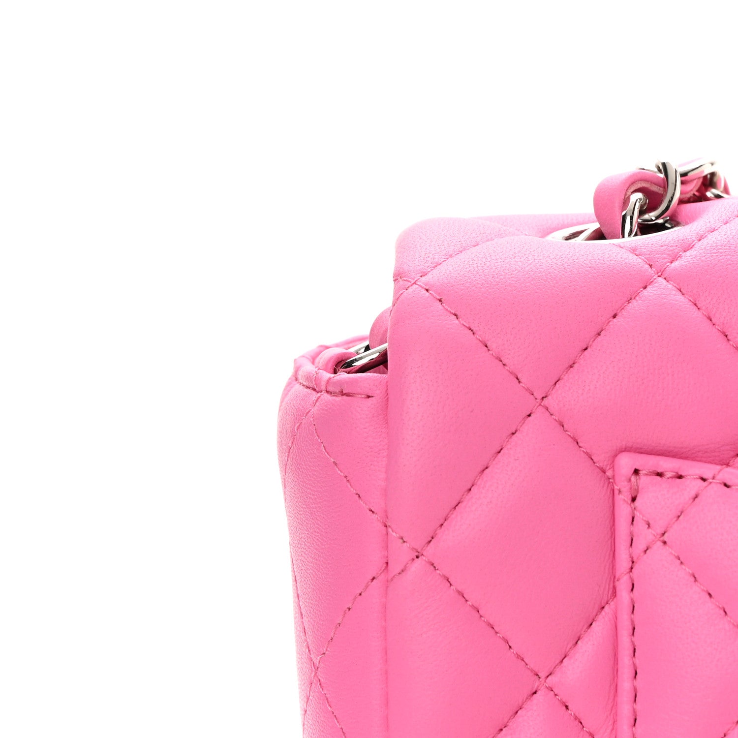 Chanel Lambskin Quilted Mini Rectangular Flap Neon Pink 10 of 12