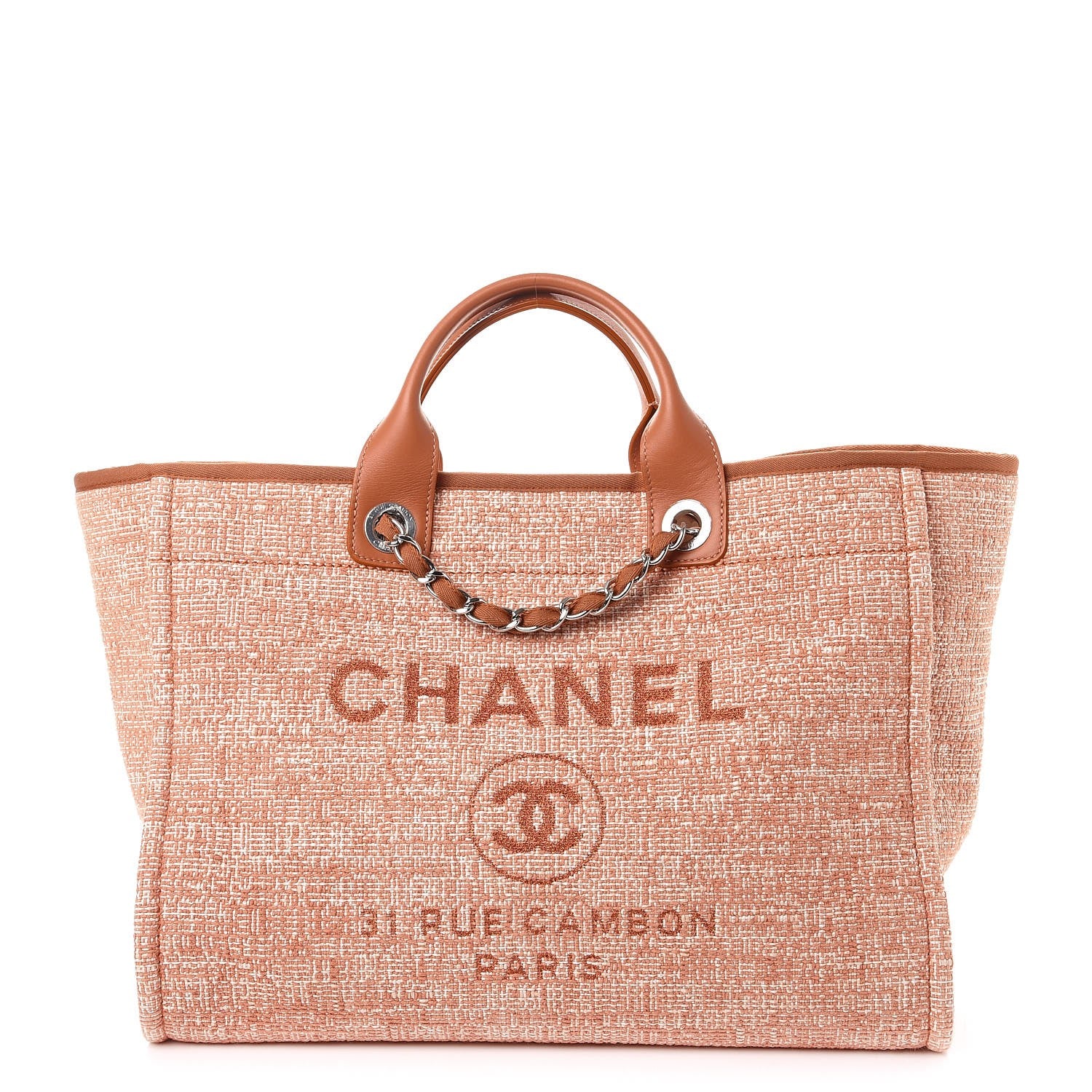 Chanel Canvas Large Deauville Tote Brown Light Orange 1 of 8