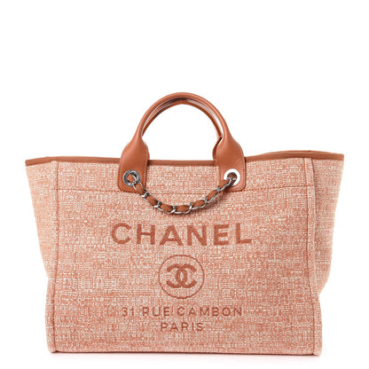 Chanel Canvas Large Deauville Tote Brown Light Orange 1 of 8