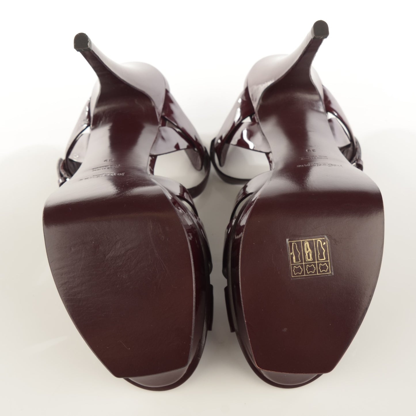 Vitello Vernice Tribute 105 Platform Sandals 39 Bourgogne