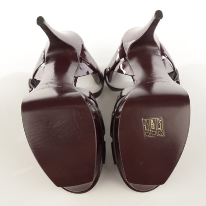 Saint Laurent Vitello Vernice Tribute 105 Platform Sandals 39 Bourgogne 6 of 8