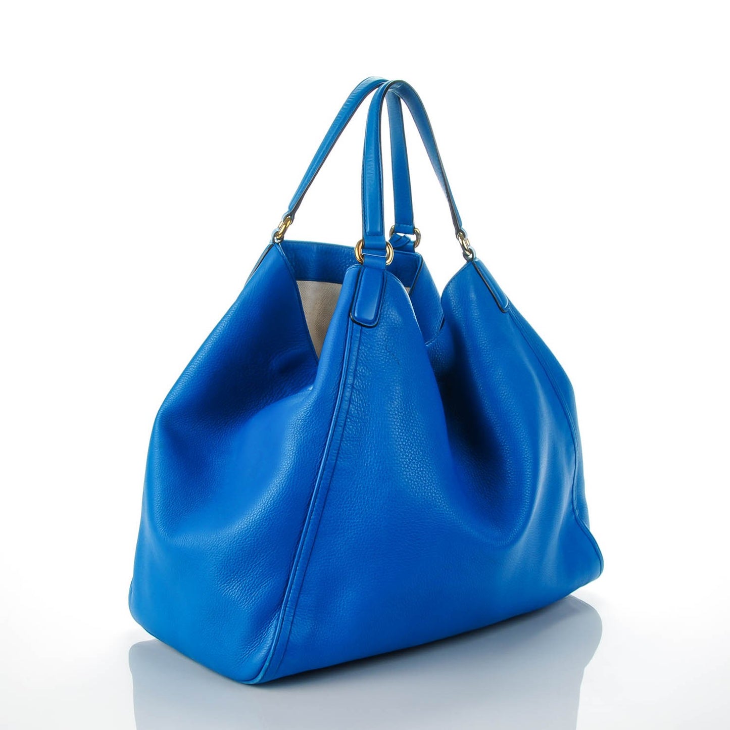 Pebbled Calfskin Large Soho Shoulder Bag Riviera Blue