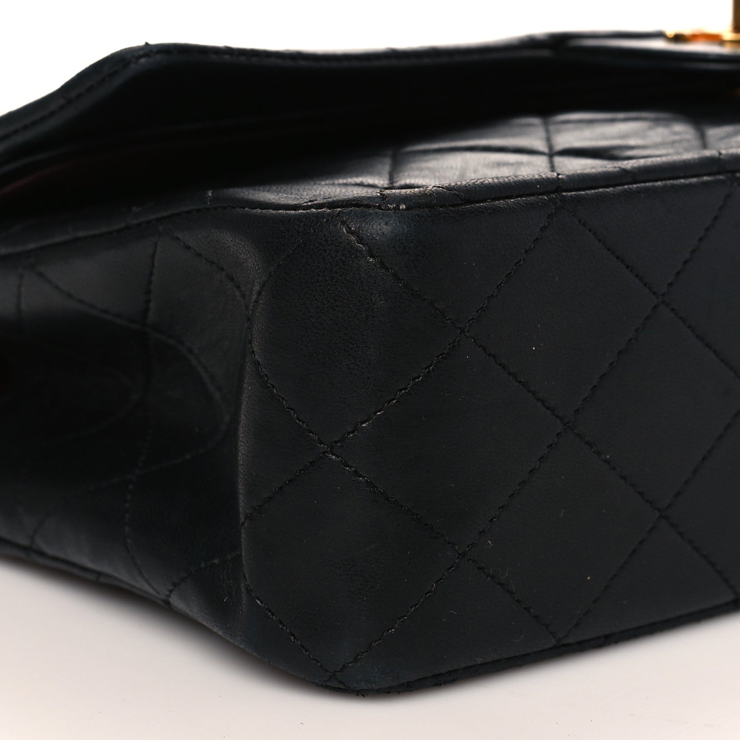 Lambskin Quilted Medium Double Flap Black