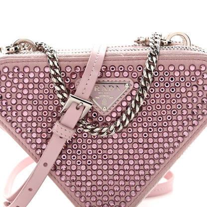 Prada Satin Crystal Mini Triangle Crossbody Pouch Alabastro 9 of 13